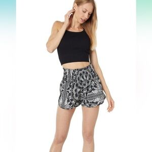 Free People The Way Home Shorts Printed Paisley Black XS NEW